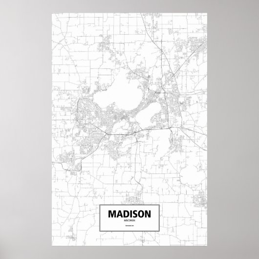 Madison, Wisconsin (zwart op wit) Poster (Voorkant)