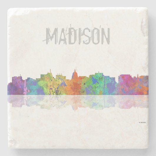 MADISON, WISCONSON SKYLINE - Stone drink onderzett Stenen Onderzetter (Voorkant)