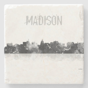 MADISON, WISCONSON SKYLINE - Stone Drink Onderzett Stenen Onderzetter