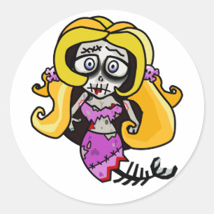 "Madison" Zombie Mermaid Ronde Sticker