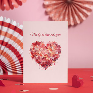 Madly in de liefde   Bloemenhart   Aangepaste teks Feestdagenkaart