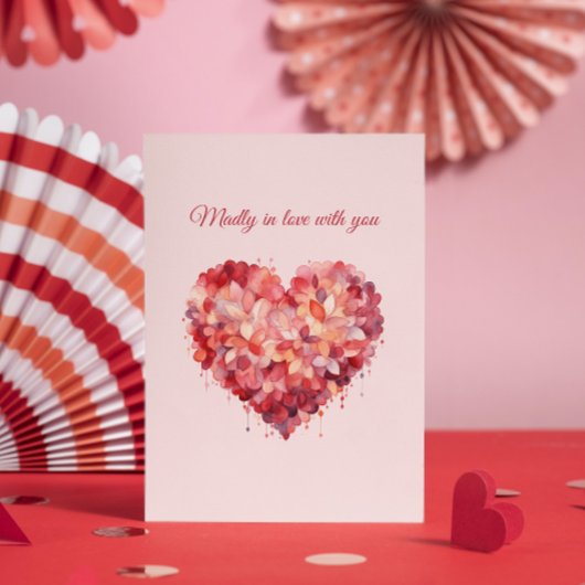 Madly in de liefde | Bloemenhart | Aangepaste teks Feestdagenkaart