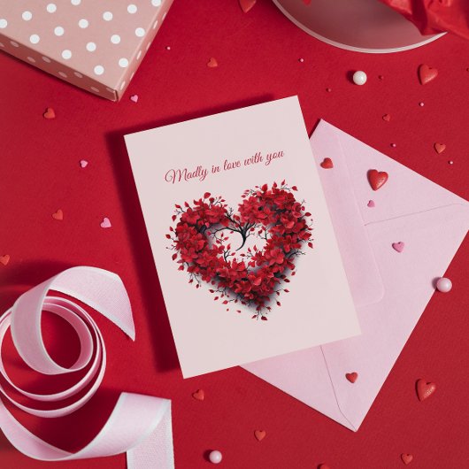 Madly in de liefde | Bloemenhart | Aangepaste teks Feestdagenkaart