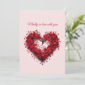 Madly in de liefde | Bloemenhart | Aangepaste teks Feestdagenkaart (Staand voorkant)