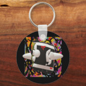 Madness art mozaïekdiepe kleuren zwarte USB-omlijs Sleutelhanger (Voorkant)