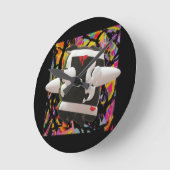 Madness maakt mozaïekdiepe kleuren zwart omgeven w ronde klok (Hoek)