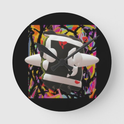 Madness maakt mozaïekdiepe kleuren zwart omgeven w ronde klok (Voorkant)