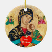Madona en kind Kerstmis Keramisch Ornament (Achterkant)