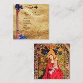 MADONEN VAN DE ROOS BOWER FLORAL PARCHCHMENT VIERKANTE VISITEKAARTJE (Voorkant / Achterkant)