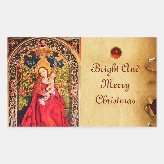 MADONEN VAN DE ROOS BOWER PARCHMENT RECHTHOEKIGE STICKER (Voorkant)