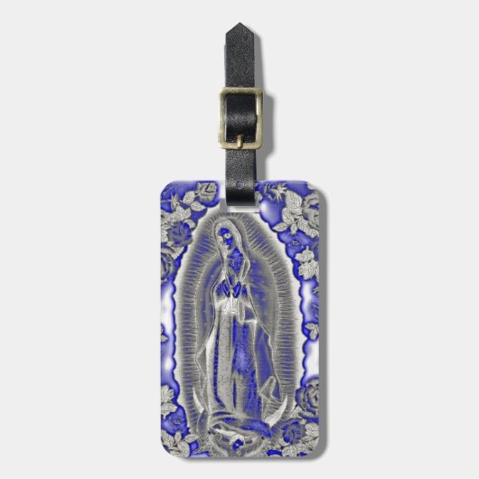 MADONEN VAN GUADALUPE-BLAUW BAGAGELABEL (Voorkant verticaal)