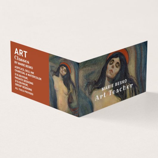 Madonna 1894 versie van Edvard Munch, kunstleraar Visitekaartje (Buitenkant)