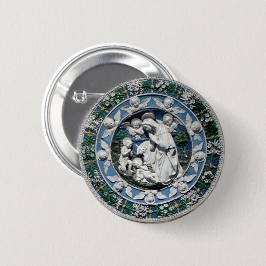 Madonna aanbidding van het kind door Della Robbia Ronde Button 5,7 Cm (Voorkant /achterkant)
