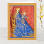 Madonna and Child Enthroned Jean Fouquet Holiday  Kaart (Gele Bloem)