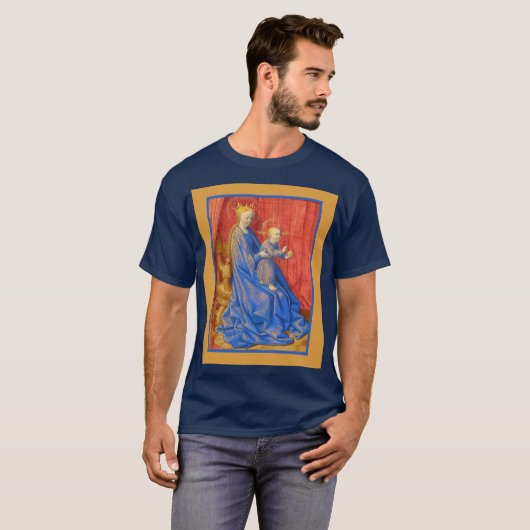 Madonna and Child Enthroned Jean Fouquet Holiday  T-shirt (Voorkant volledig)