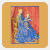 Madonna and Child Enthroned Jean Fouquet Holiday  Vierkante Sticker (Voorkant)