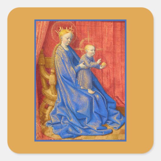 Madonna and Child Enthroned Jean Fouquet Holiday  Vierkante Sticker (Voorkant)