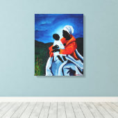 Madonna and child - First words 2008 Canvas Afdruk (Insitu (Houten vloer))