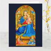 Madonna and Child Holiday Christmas Card Kaart (Gele Bloem)