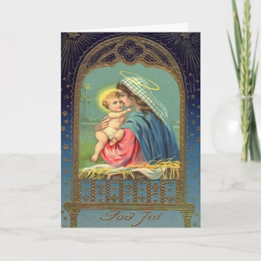 Madonna Baby Jesus Natitivity Vintage Kerstmis Feestdagen Kaart (Voorkant)