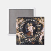 Madonna bloemenkrans met kind van Rubens Magnet (Voorkant / Achterkant)