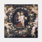 Madonna bloemenkrans met kind van Rubens Magnet (Voorkant)
