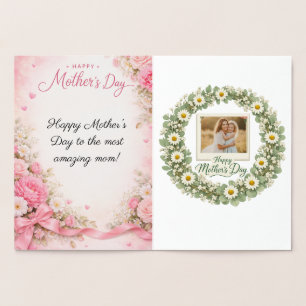 Madonna bloemenkrans Moederdag kaart