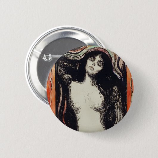 Madonna (ca. 1895-1896) van Edvard Munch Ronde Button 5,7 Cm (Voorkant /achterkant)