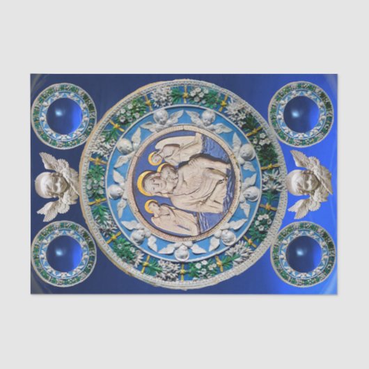 MADONNA, CHILD, ANGELS NATIVITEITSFLORAAL KROWN Bl Tissuepapier (Voorkant)