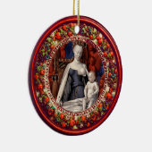 MADONNA, CHILD.ANGELS Red Floral Crown Kerstmis Keramisch Ornament (Rechts)