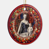 MADONNA, CHILD.ANGELS Red Floral Crown Kerstmis Keramisch Ornament (Links)