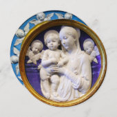 MADONNA, CHILD EN ANGELS Blue Sapphire Kerstmis Kaart (Voorkant / Achterkant)