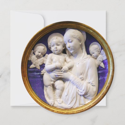 MADONNA, CHILD EN ANGELS Blue Sapphire Kerstmis Kaart (Voorkant)