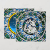 MADONNA, CHILD EN ANGELS Blue Sapphire Kerstmis Kaart (Voorkant / Achterkant)