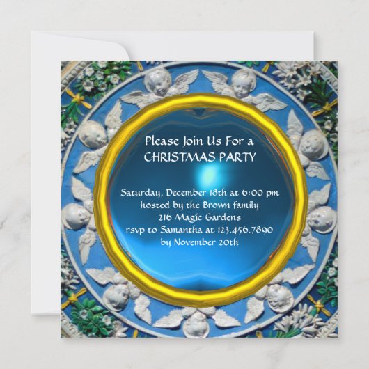 MADONNA, CHILD EN ANGELS Blue Sapphire Kerstmis Kaart (Achterkant)