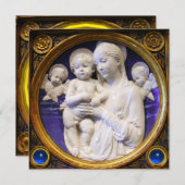 MADONNA, CHILD EN ANGELS Blue Sapphire Kerstmis Kaart (Voorkant / Achterkant)