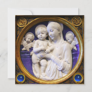 MADONNA, CHILD EN ANGELS Blue Sapphire Kerstmis Kaart