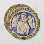 MADONNA, CHILD EN ANGELS Blue Sapphire Kerstmis Kaart (Voorkant / Achterkant)