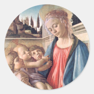 Madonna & Child Two Angels Botticelli Fine Art Ronde Sticker
