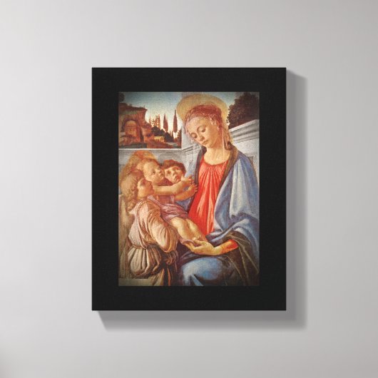 Madonna Christus Child en Angels Canvas Afdruk (Voorkant)
