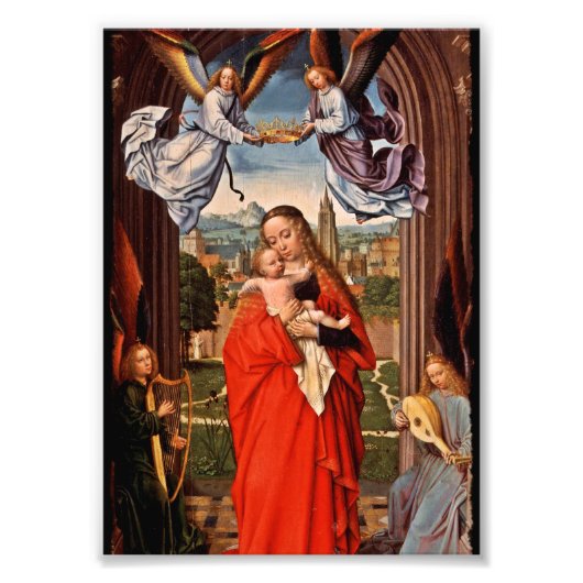 Madonna Christus Child en Angels Foto Afdruk (Voorkant)