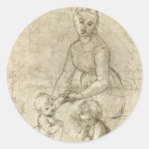 Madonna, Christus en Sint Johannes de Doper door R Ronde Sticker