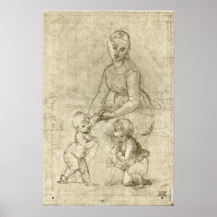 Madonna, Christus, Johannes de Doper door Rapahel Poster