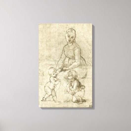 Madonna, Christus, Sint John de Baptist door Rapah Canvas Afdruk (Voorkant)