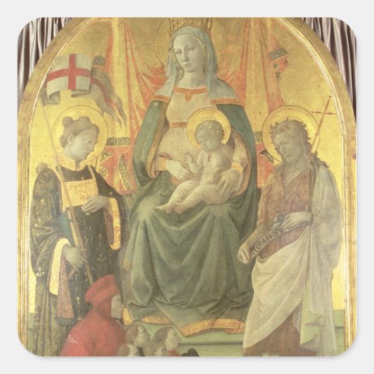 Madonna del Ceppo, 1453 (en detail 62016) Vierkante Sticker (Voorkant)