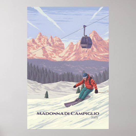 Madonna di Campiglio Skigebied Reisposter Poster (Voorkant)