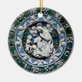Madonna die het Kind aanbidt van Della Robbia Keramisch Ornament