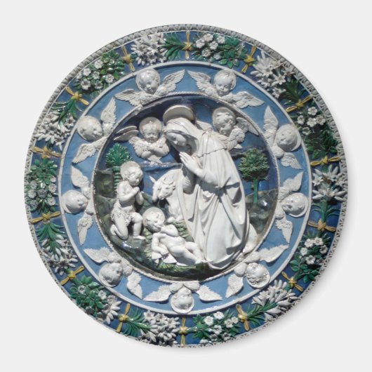 Madonna die het Kind aanbidt van Della Robbia Magneet (Voorkant)