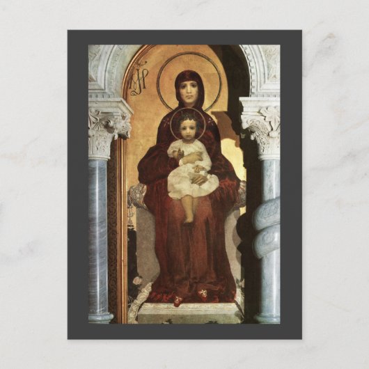 Madonna en Baby Jesus op troon Briefkaart (Voorkant)