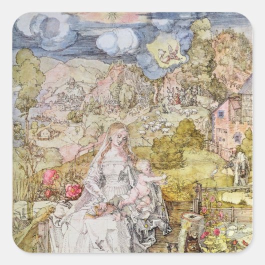 Madonna en Child 3 Vierkante Sticker (Voorkant)